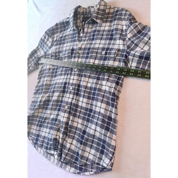Lucky Brand Mens Medium Flannel Plaid Long Sleeve Shirt Western Blue - Picture 3 of 9